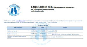 Contributi pubblici associazione 2019